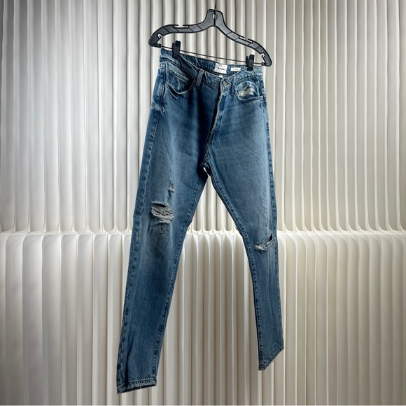 FRAME Le Slouch Women’s Light Blue Straight Jeans with Distressed Details - Picture 15 of 15
